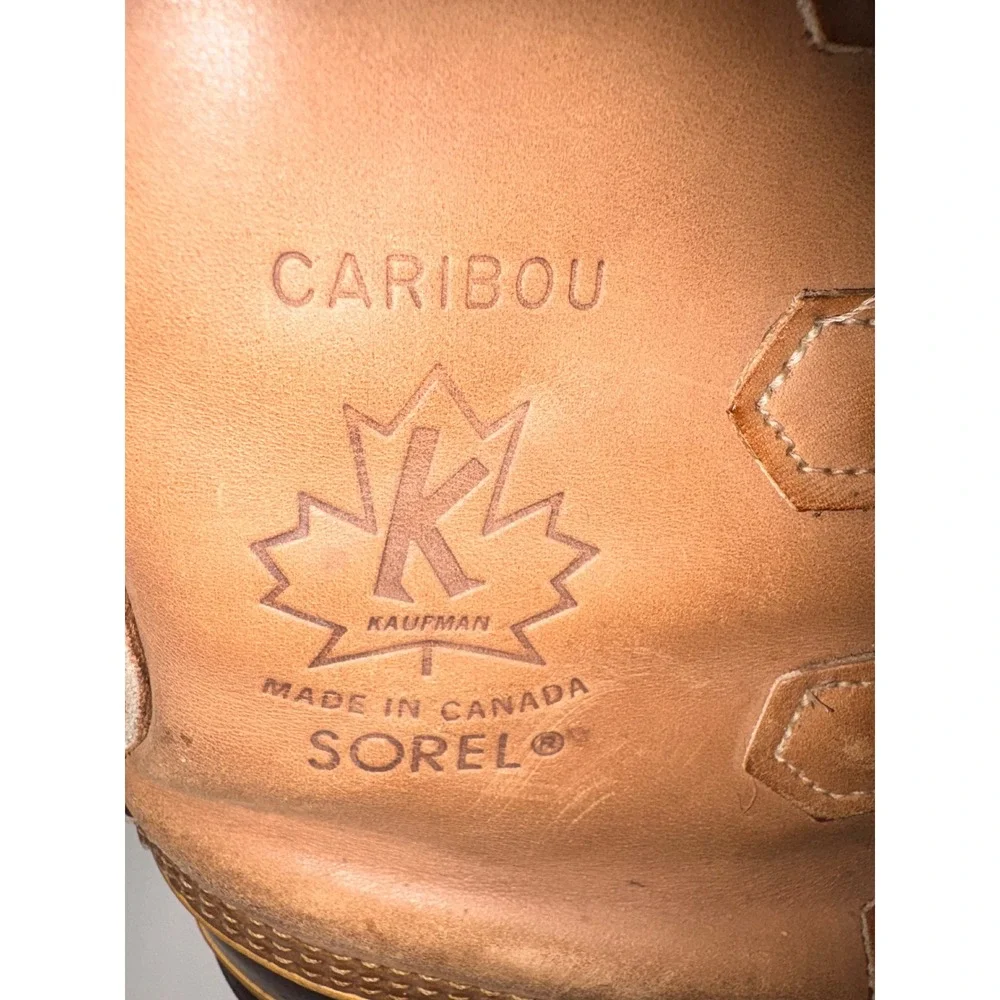 Sorel Caribou Waterproof Winter Snow Boots Men‎ Tan Leather Wool Lined Size 8